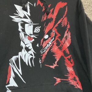 Jon Lauren Naruto Hoodie Mens Large Black Kurama Graphic Sweatshirt